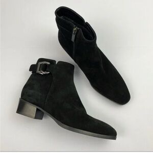 Aquatalia Faria Weatherproof Bootie ankle stacked low heel suede winter 7 Italy